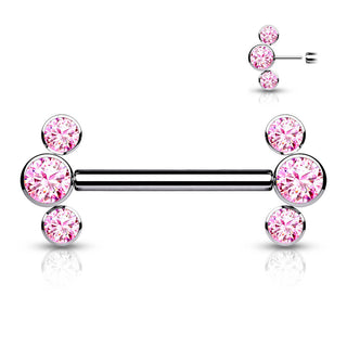 Titanio Piercing Capezzolo 3 Zirconi Push-In