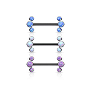 Titanio Piercing Capezzolo 3 Opali Push-In