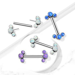 Titanio Piercing Capezzolo 3 Opali Push-In
