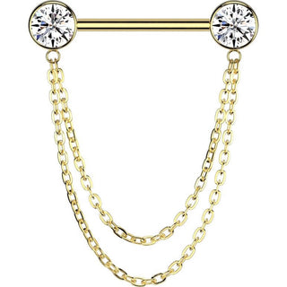 Titanio Piercing Capezzolo Sfera Zircone pendente Push-In