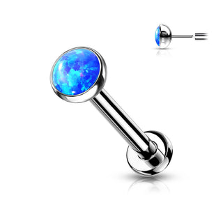 Titanio Labret Opale piatto e argento Push-In