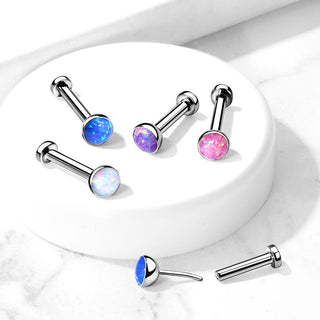Titanio Labret Opale piatto e argento Push-In