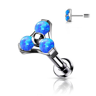 Titanio Labret Triangolare d´argento con opali Push-In