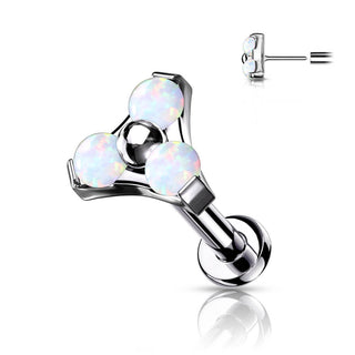 Titanio Labret Triangolare d´argento con opali Push-In