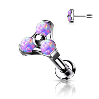 Titanio Labret Triangolare d´argento con opali Push-In