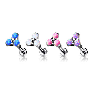 Titanio Labret Triangolare d´argento con opali Push-In