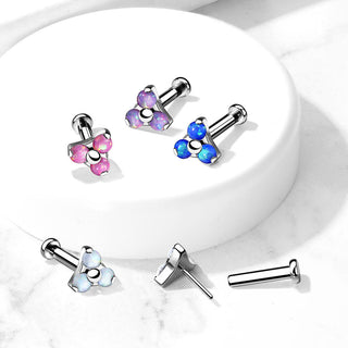Titanio Labret Triangolare d´argento con opali Push-In