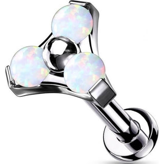 Titanio Labret Triangolare d´argento con opali Push-In