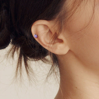 Titanio Labret Fiore di Opali e Argento Push-In