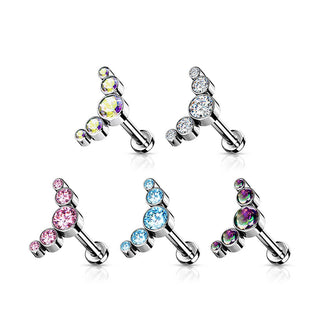 Titanio Labret 5 Zirconi e argento Push-In
