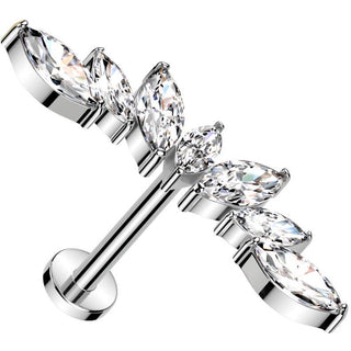 Titanio Labret Ventaglio zirconi taglio marquise Push-In