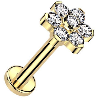 Titanio Labret Fiore zirconi Push-In