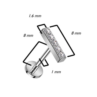 Titanio Labret Barra 5 Zirconi Push-In