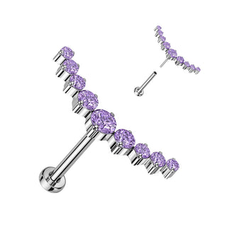 Titanio Labret Curva di zirconi Push-In