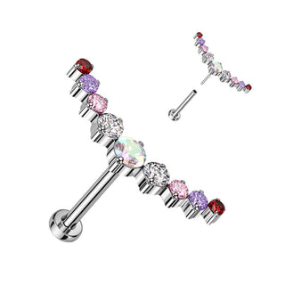 Titanio Labret Curva di zirconi Push-In