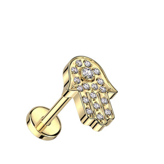 Titanio Labret Hamsa con zirconi Push-In