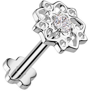 Titanio Labret Fiore zircone base a fiore Push-In