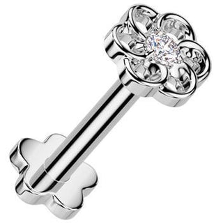 Titanio Labret Fiore zircone base fiore Push-In