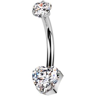Titanio Piercing Ombelico Cuore zirconi Push-In