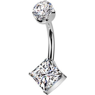 Titanio Piercing Ombelico Zircone quadrato e rotondo Push-In