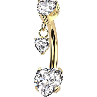Titanio Piercing Ombelico cuore zirconi incastronati pendente Push-In