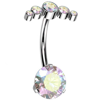 Titanio Piercing Ombelico Arco di zirconi Push-In