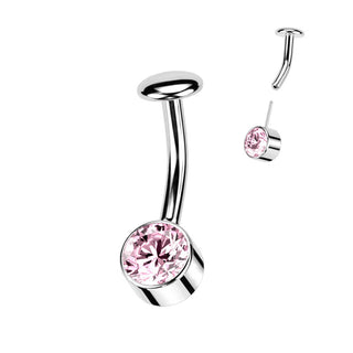 Titanio Piercing Ombelico Zircone con montatura d´argento Push-In