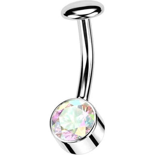 Titanio Piercing Ombelico Zircone con montatura d´argento Push-In