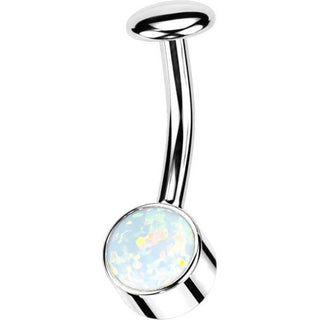 Titanio Piercing Ombelico Opale con montatura d´argento Push-In