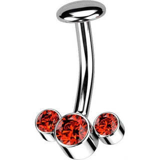 Titanio Piercing Ombelico 3 Zirconi e Argento Push-In