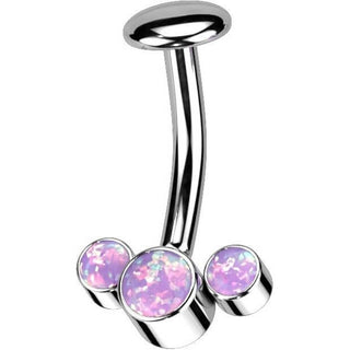 Titanio Piercing Ombelico 3 Opale e Argento Push-In