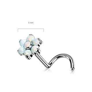 Titanio Screw Nasale Fiore di Zirconi / Opali / Argento Push-In