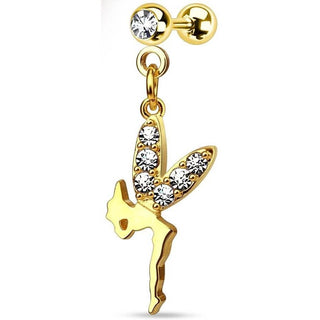 Barbell Pendente oro e zirconi a forma di fata