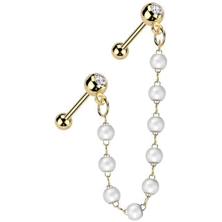 Value Pack Due zirconi barbell perla catena