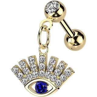 Barbell Pendente portafortuna forma occhio in Zirconi e Oro/Argento