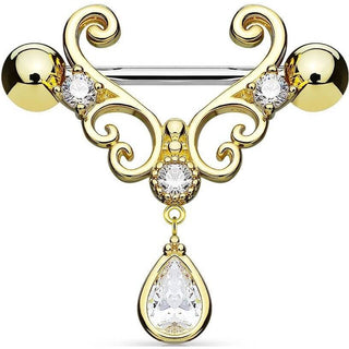 Piercing Capezzolo Cuore con zirconi