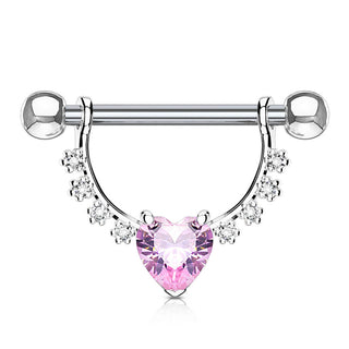Piercing Capezzolo Pendente a ghirlanda con cuore in zircone