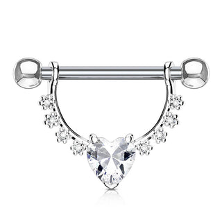 Piercing Capezzolo Pendente a ghirlanda con cuore in zircone