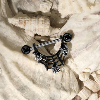 Piercing Capezzolo Tela di ragno nera
