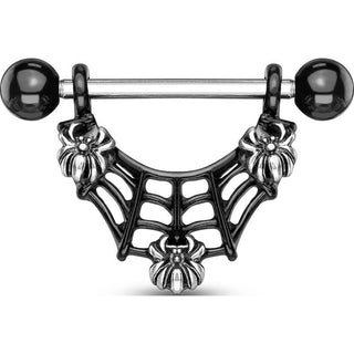 Piercing Capezzolo Tela di ragno nera