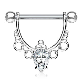 Piercing Capezzolo Pendente con zircone a goccia
