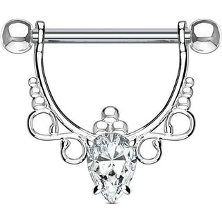 Piercing Capezzolo Pendente con zircone a goccia