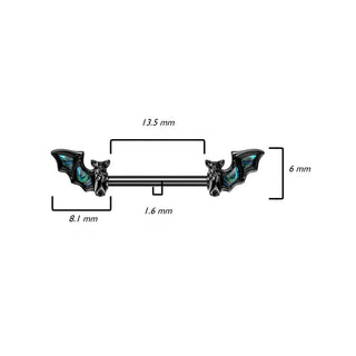 Piercing Capezzolo Pipistrello nero con madreperla