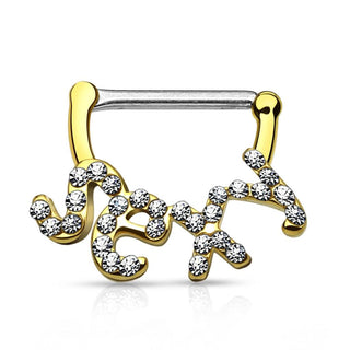 Piercing Capezzolo Scritta SEXY di zirconi Clicker