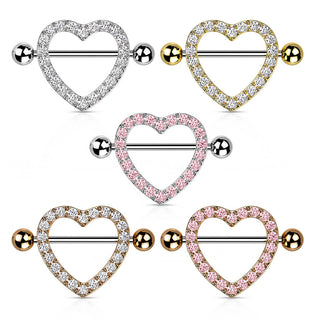 Piercing Capezzolo Cuore di zirconi