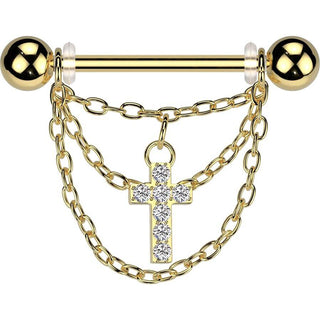 Piercing Capezzolo Croce catena pendente