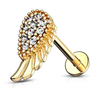 Labret Ala d´angelo con zirconi Filettatura Interna