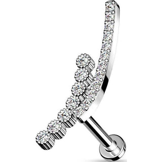 Labret Barre curve di zirconi Filettatura Interna