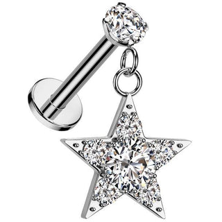 Labret Stella zirconi pendente Filettatura Interna