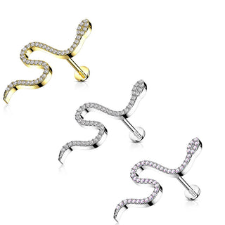 Labret Serpente di zirconi Filettatura Interna